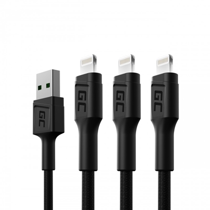 Attēls no Green Cell GC Ray Cable Set 3x USB - Lightning with the LED Diode Fast Charging 1.2m
