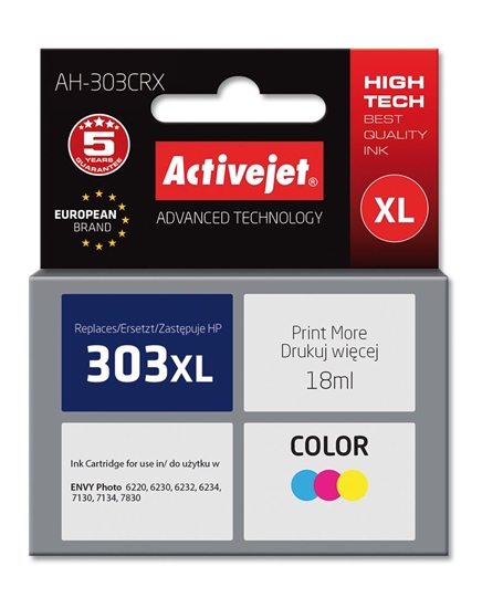Picture of Activejet AH-303CRX Ink Cartridge (replacement for HP 303XL T6N03AE; Premium; 18ml; color)
