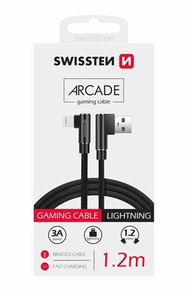 Attēls no Swissten L Type Textile Universal Quick Charge 3.1 USB to Lightning Data and Charging Cable 1.2m