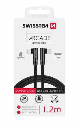 Attēls no Swissten L Type Textile Universal Quick Charge 3.1 USB-C to Lightning Data and Charging Cable 1.2m