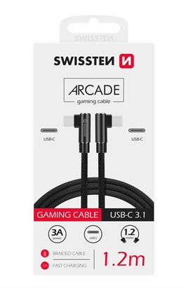 Attēls no Swissten L Type Textile Universal Quick Charge 3.1 USB-C to USB-C Data and Charging Cable 1.2m