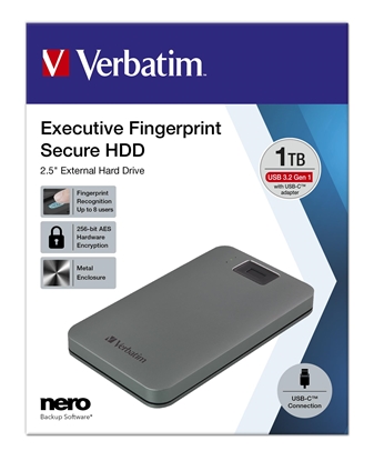 Picture of Verbatim Fingerprint Secure  1TB USB 3.2 Gen 1 USB-C 2,5