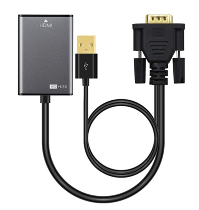 Изображение Adapter AV MicroConnect D-Sub (VGA) - HDMI + USB-A czarny (VGAHDMI)