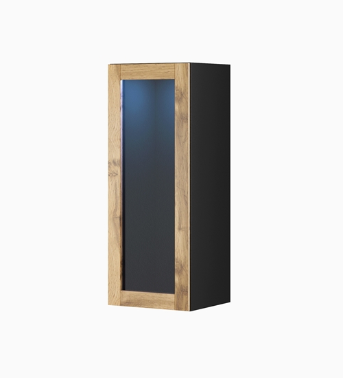 Picture of Cama cabinet VIGO "90" glass 90/35/32 black/wotan oak