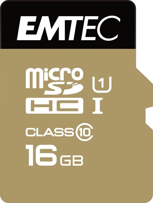 Attēls no EMTEC MicroSD Card  16GB SDHC CL.10 Gold inkl. Adapter Bl.