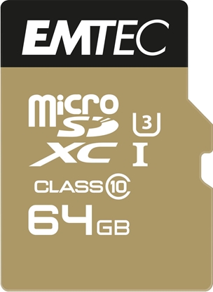 Attēls no EMTEC MicroSD Card  64GB SDHC CL10 Speedin V30 A1 4K Adapter