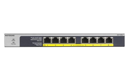 Изображение Netgear GS108LP Unmanaged Gigabit Ethernet (10/100/1000) Power over Ethernet (PoE) 1U Black, Grey