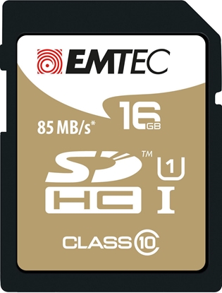 Picture of EMTEC SD Card  16GB SDHC (CLASS10) Gold + Kartenblister