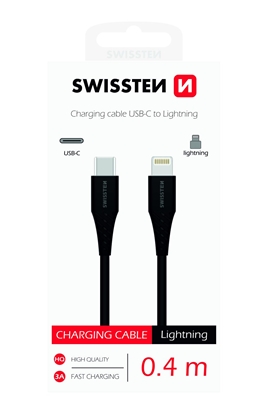 Attēls no Swissten Basic Universal Quick Charge 3.1 USB-C to Lightning Charging Cable 0.4m