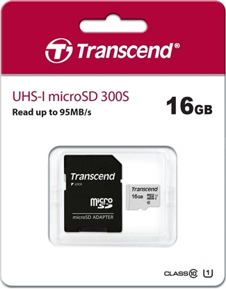 Attēls no Transcend microSDHC 300S-A  16GB Class 10 UHS-I U1