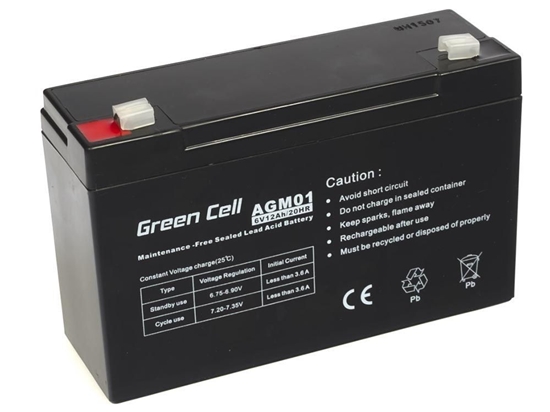 Изображение Green Cell AGM Battery 6V 12Ah - Batterie - 12.000 mAh Sealed Lead Acid (VRLA)