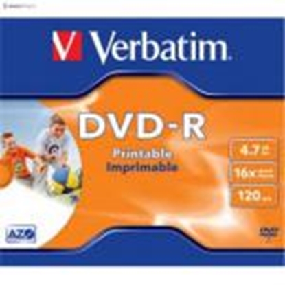 Attēls no DVD-R 4, 7Gb 120min x16 printable jewel kastīte Verbatim