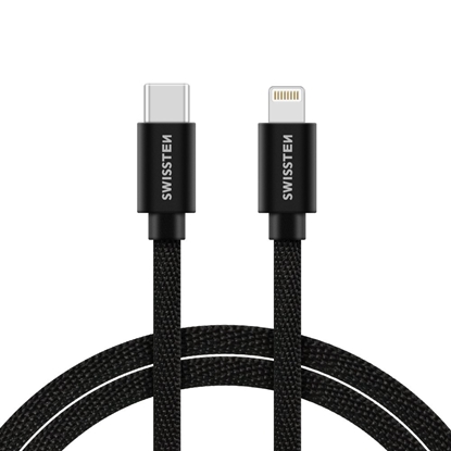 Attēls no Swissten Textile Universal Quick Charge 3.1 USB-C to Lightning Data and Charging Cable 2m