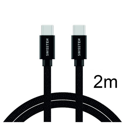 Attēls no Swissten Textile Universal Quick Charge 3.1 USB-C to USB-C Data and Charging Cable 2m