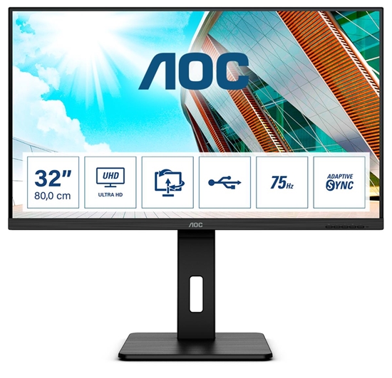 Изображение AOC P2 U32P2 computer monitor 80 cm (31.5") 3840 x 2160 pixels 4K Ultra HD LED Black