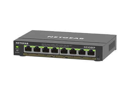 Picture of NETGEAR 8-Port Gigabit Ethernet PoE+ Plus Switch (GS308EP) Managed L2/L3 Gigabit Ethernet (10/100/1000) Power over Ethernet (PoE) Black