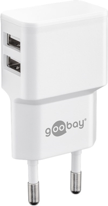 Attēls no Goobay Dual USB charger 44952 2.4 A, 2 USB 2.0 female (Type A), White, 12 W