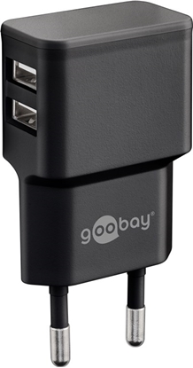 Attēls no Goobay Dual USB charger 44951 2.4 A, 2 USB 2.0 female (Type A), Black, 12 W