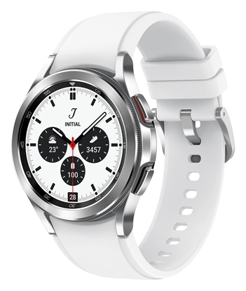 Attēls no Samsung Galaxy Watch4 Classic 3.05 cm (1.2") OLED 42 mm Digital 396 x 396 pixels Touchscreen Silver Wi-Fi GPS (satellite)
