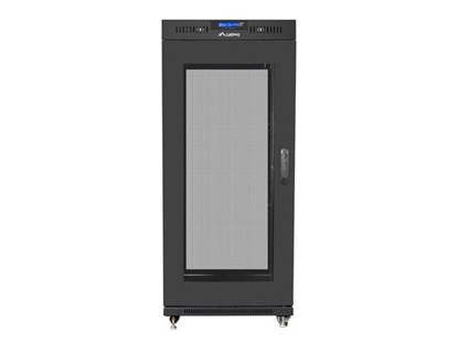 Изображение Szafa instalacyjna rack stojąca 19 27U 600x800 czarna, drzwi perforowane LCD (Flat Pack)