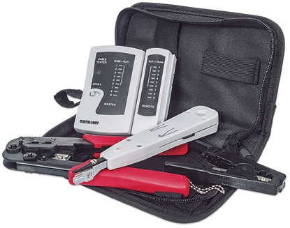 Picture of Intellinet 4-Piece Network Tool Kit, 4 Tool Network Kit Composed of LAN Tester, LSA punch down tool, Crimping Tool and Cut and Stripping tool