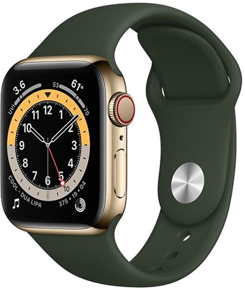 Изображение Apple Watch 6 GPS + Cellular 40mm Stainless Steel Sport Band, gold/cyprus green (M06V3EL/A)