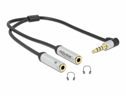 Attēls no Delock Headset Adapter 1 x 3.5 mm 4 pin Stereo jack male to 2 x 3.5 mm 3 pin Stereo jack female (CTIA)