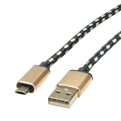 Attēls no ROLINE GOLD USB 2.0 Cable, A - Micro B (reversible), M/M, 1.8 m