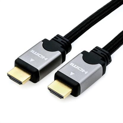 Attēls no ROLINE HDMI High Speed Cable + Ethernet, M/M, black /silver, 10 m