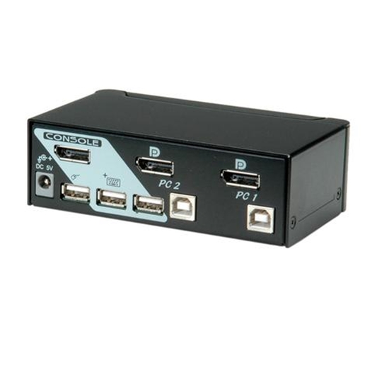 Изображение ROLINE KVM Switch, 1 User - 2 PCs, DisplayPort, with USB Hub