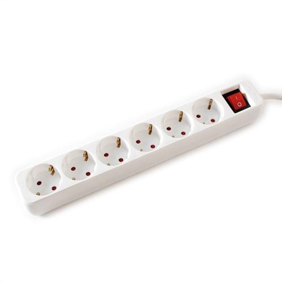 Picture of VALUE Power Strip, 6-way, with Switch, white, 3 m