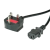 Picture of VALUE UK Power Cable, straight IEC Conncector, 10A, black, 3 m