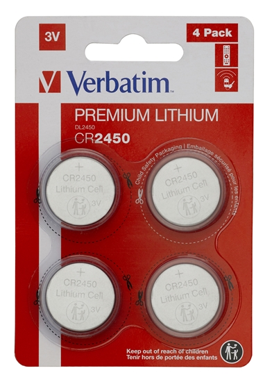 Изображение 1x4 Verbatim CR 2450 Lithium battery 49535