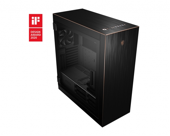 Picture of MSI MPG SEKIRA 500G Full Tower Gaming Computer Case 'Black with Gold Trim, 2x 200mm + 1x120mm Fans, USB Type-C, Tempered Glass Panel, E-ATX, ATX, mATX, mini-ITX'