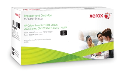 Picture of Xerox Black toner cartridge. Equivalent to HP Q6000A. Compatible with HP Colour LaserJet 1600, Colour LaserJet 2600/2605, Colour LaserJet CM1015/1017 MFP