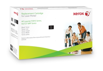 Picture of Xerox Black toner cartridge. Equivalent to HP Q7553X. Compatible with HP LaserJet P2015
