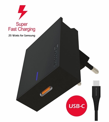 Attēls no Swissten 25W Samsung Super Fast Charging Travel charger with 1.2m USB-C to USB-C cable