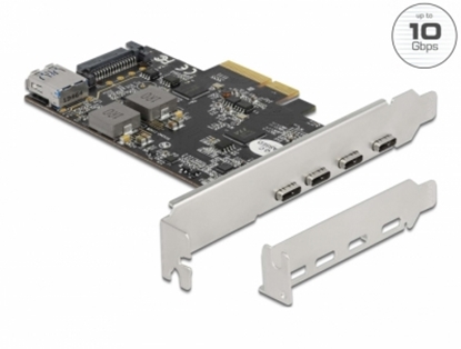 Attēls no Delock PCI Express x4 Card to 4 x USB Type-C™ + 1 x USB Type-A - SuperSpeed USB 10 Gbps - Low Profile Form Factor