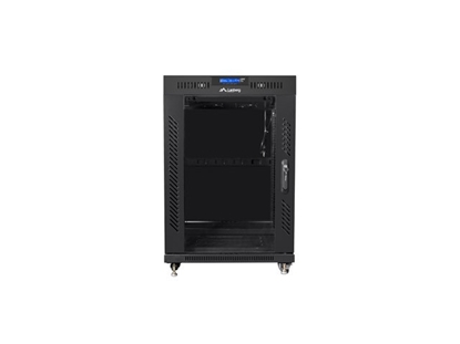 Изображение Szafa instalacyjna rack stojąca 19 15U 600x800 czarna, drzwi szklane lcd (flat pack)