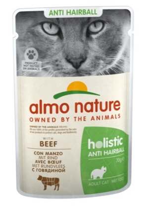 Picture of ALMO NATURE Hairball - wet food for adult cats - beef - 70g
