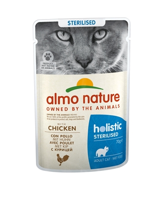 Attēls no ALMO NATURE Holistic Sterilised with Chicken - wet cat food - 70g