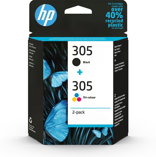 Picture of HP 6ZD17AE 2-Pack BK/3-colors No. 305