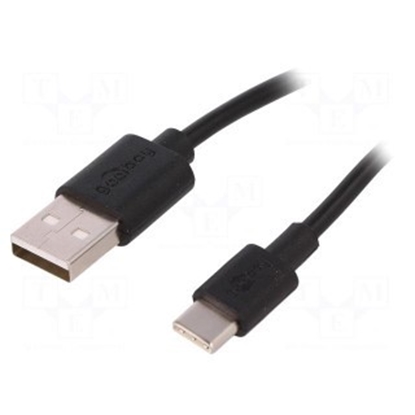 Attēls no Cable; USB 2.0; USB A plug,USB C plug; 3m; black; Core: Cu; 480Mbps