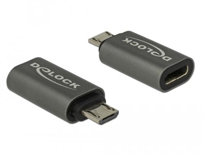 Attēls no Delock Adapter USB 2.0 Micro-B male to USB Type-C™ 2.0 female anthracite
