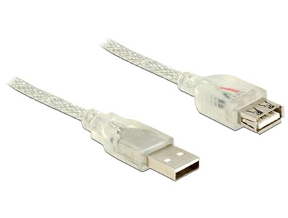 Attēls no Delock Extension cable USB 2.0 Type-A male  USB 2.0 Type-A female 0.5 m transparent
