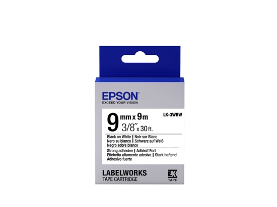Picture of Epson Label Cartridge Strong Adhesive LK-3WBW Black/White 9mm (9m)