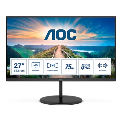 Attēls no AOC V4 U27V4EA computer monitor 68.6 cm (27") 3840 x 2160 pixels 4K Ultra HD LED Black