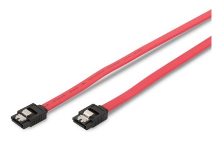 Picture of Kabel połączeniowy Serial ATA z zatrzaskami Typ SATA (7pin)/SATA (7pin) Ż/Ż 0,5m Czerwony 