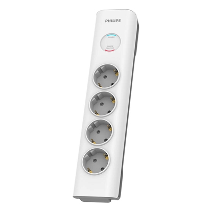 Attēls no Philips Surge protector SPN7040WA/58, 4 Outlets, 2 m power cord, 600 joules of surge protection