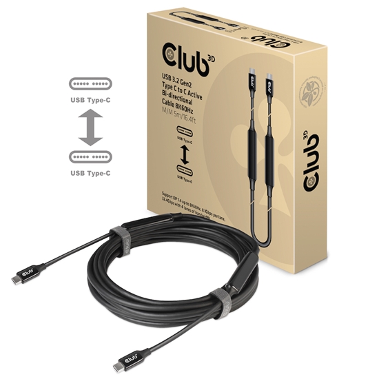 Picture of CLUB3D USB 3.2 Gen2 Type C to C Active Bi-directional Cable 8K60Hz M/M 5m/16.4ft